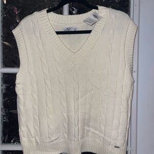 Cream Cable Knit vest Sweater